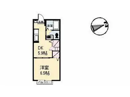 コーポセレッソ(1DK/2階)の間取り写真