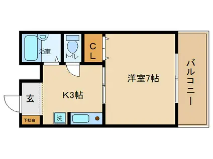 サニーハイム LADIES(1K/2階)の間取り写真