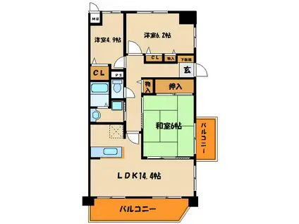 リベール明石江井島II(3LDK/7階)の間取り写真