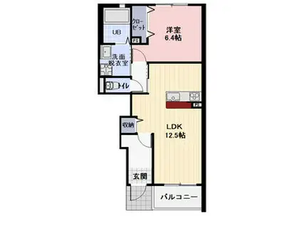 SUN GARDEN(1LDK/1階)の間取り写真