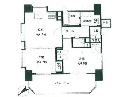 藤和シティホームズ代々木二丁目(2DK/2階)の間取り写真
