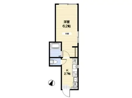 生麦アベニュー(1K/1階)の間取り写真