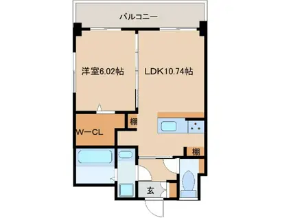 メラヴィリア大政(1LDK/4階)の間取り写真