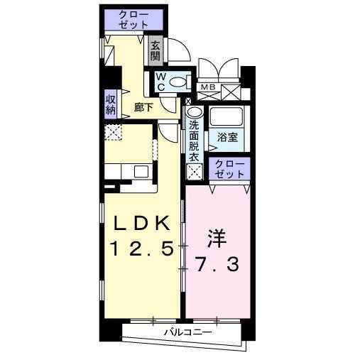 プログレ河原町(1LDK/4階)の間取り写真