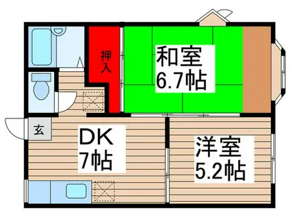 レプリントンハイツA棟(2DK/1階)の間取り写真