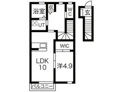 ＪＲ北上線 柳原駅(岩手) 徒歩25分 2階建 築9年(1LDK/2階)の間取り写真