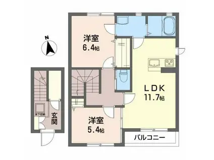 ＪＲ東北本線 岩沼駅 徒歩8分 2階建 築14年(2LDK/2階)の間取り写真