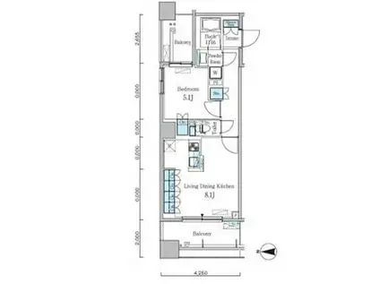 パークキューブ亀戸(1LDK/11階)の間取り写真