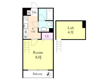 カラコレス2(1K/1階)の間取り写真