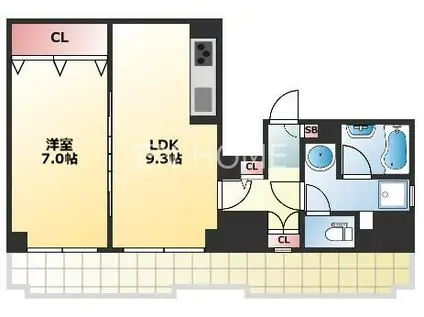 ユニハイム松屋町(1LDK/10階)の間取り写真