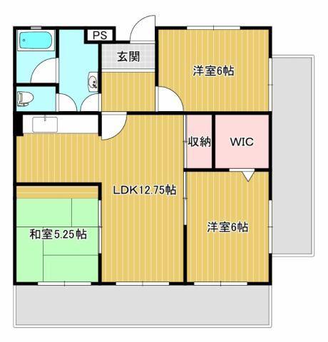 ロワイヤル東山(3LDK/1階)の間取り写真