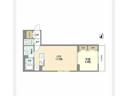 ウエルスクエア渋谷本町(1LDK/2階)の間取り写真