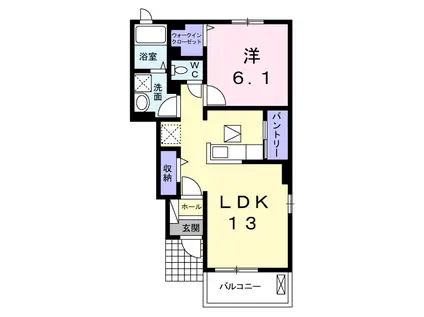 旭市ロ 2015年築 1LDK(1LDK/1階)の間取り写真