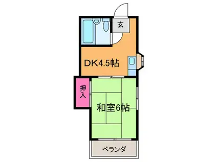 マンションプライム(1DK/4階)の間取り写真