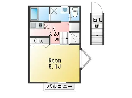 レーガベーネマツド(1K/2階)の間取り写真