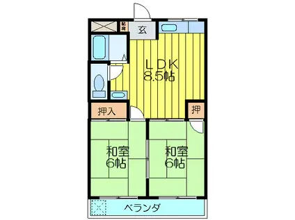 吉元マンション(2LDK/2階)の間取り写真
