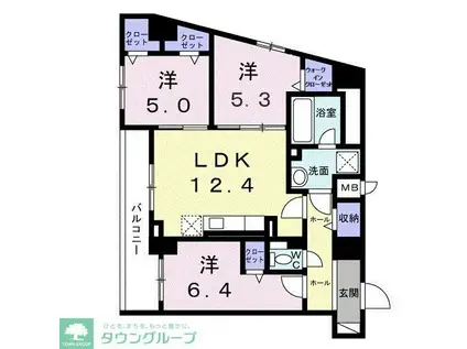シエスタ キー(3LDK/8階)の間取り写真