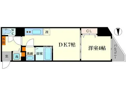 サムティ阿波座ベルシア(1DK/7階)の間取り写真