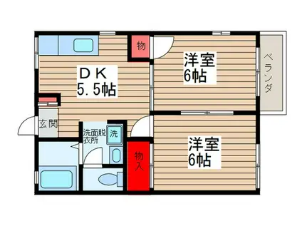 ハイツアム-ル(2DK/2階)の間取り写真