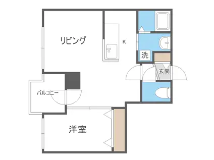 カサ・ヴェルデ平岸(1LDK/2階)の間取り写真