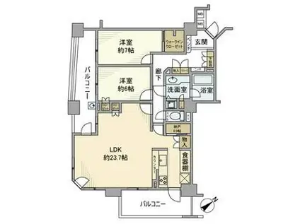 中落合パークホームズ(2LDK/6階)の間取り写真