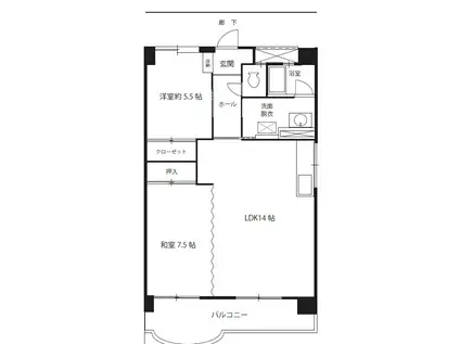 城南ロイヤルマンション(2LDK/2階)の間取り写真