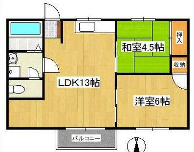 レインボーヴィラ(2LDK/2階)の間取り写真