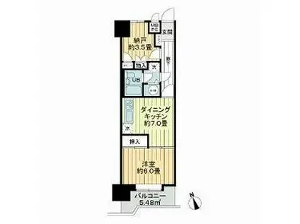 ライオンズマンション本町第二(1SDK/2階)の間取り写真