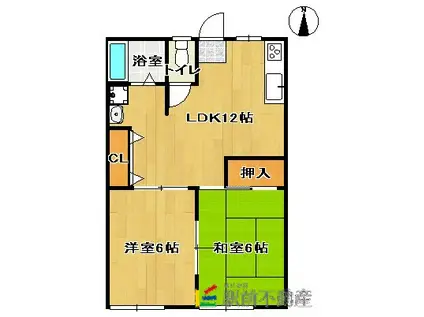 コスモハイツ船石(2LDK/1階)の間取り写真