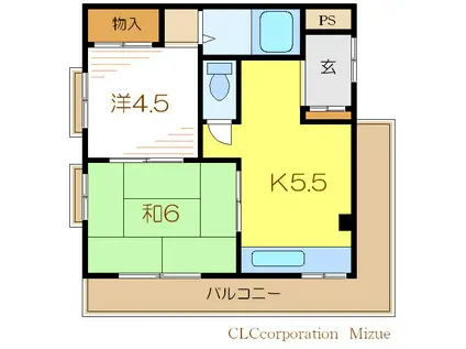 ダンデライオンハウス(2K/2階)の間取り写真