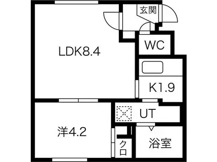 プレミアムマンション銀河(1LDK/2階)の間取り写真