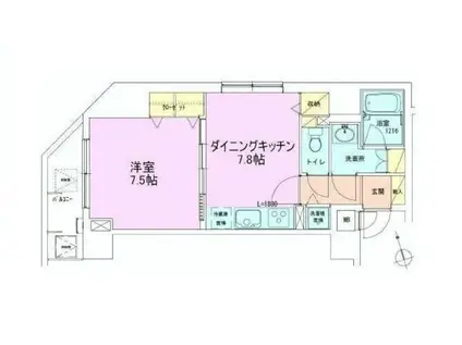 銀座レジデンス参番館(1DK/6階)の間取り写真