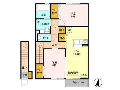 エスポワール(2LDK/2階)の間取り写真