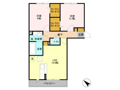 ベイサイドテラス ANNEX A(2LDK/2階)の間取り写真