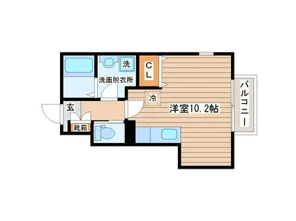 クレストール越路(ワンルーム/1階)の間取り写真