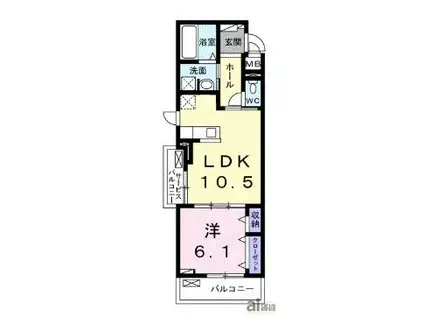 ティーフレイム(1LDK/3階)の間取り写真