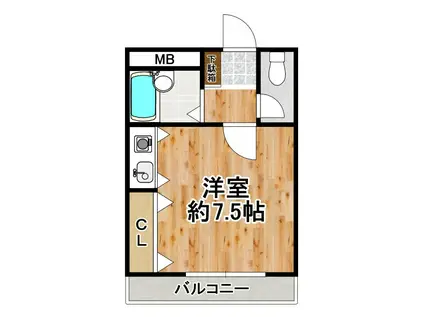 アクシリア高見(ワンルーム/2階)の間取り写真