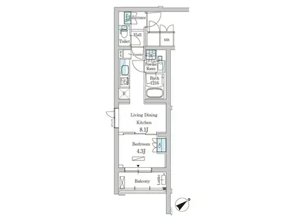 パークアクシス北千束MOCXION(1LDK/2階)の間取り写真