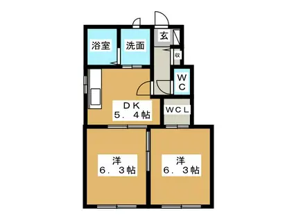 グランシャリオ玉木平G(2DK/1階)の間取り写真