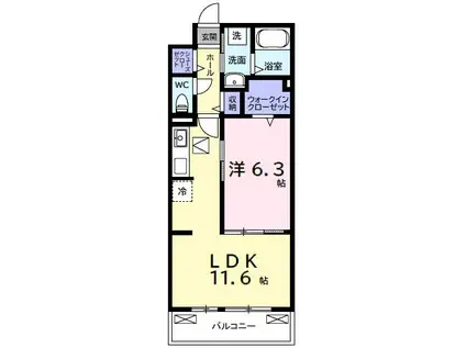 アップルハウス(1LDK/1階)の間取り写真