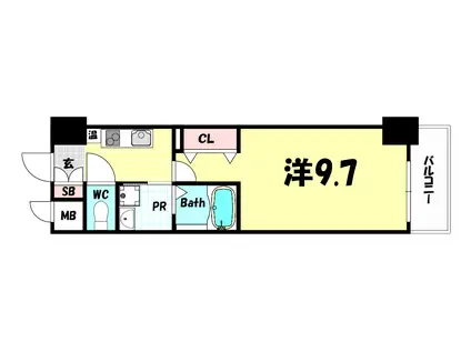 アドバンス三宮IIIリンクス(1K/2階)の間取り写真