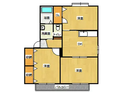 シャーメゾン和気(3DK/1階)の間取り写真