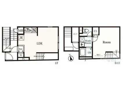 THE VERTEX碑文谷(1LDK/B1階)の間取り写真