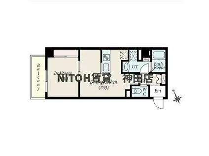 グローリオシェルト新宿山吹町(1LDK/4階)の間取り写真