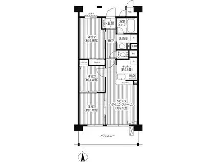 ピエス綱島(3LDK/1階)の間取り写真