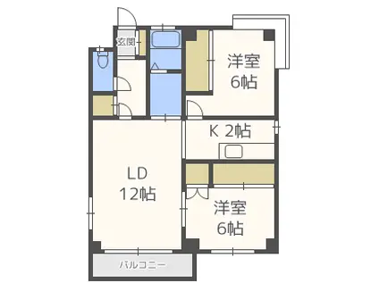 昇光ハイツ(2LDK/3階)の間取り写真