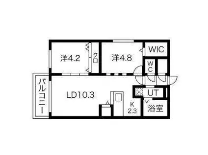 ベラージオ北22条(2LDK/3階)の間取り写真