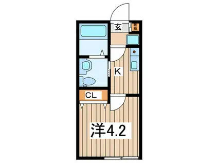 ベイルーム瀬谷II(1K/1階)の間取り写真