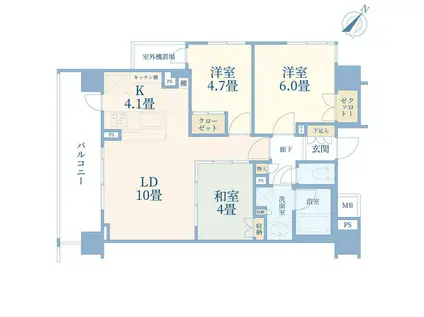 パレ浦和常盤(3LDK/4階)の間取り写真
