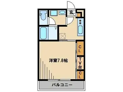 セリシールII(1K/1階)の間取り写真